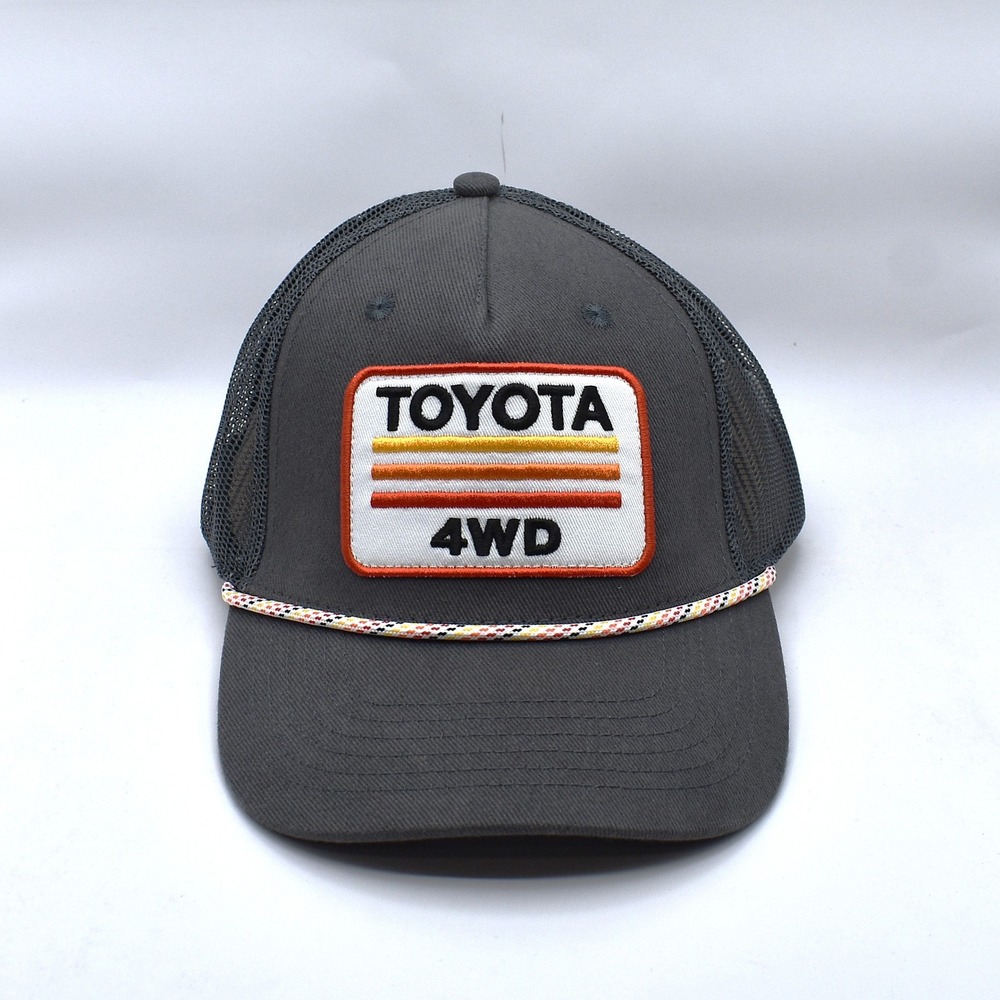 Toyota 4WD Retro Patch Rope Trucker Snapback Hat Cap 4X4 TRD Dark Grey Brand New